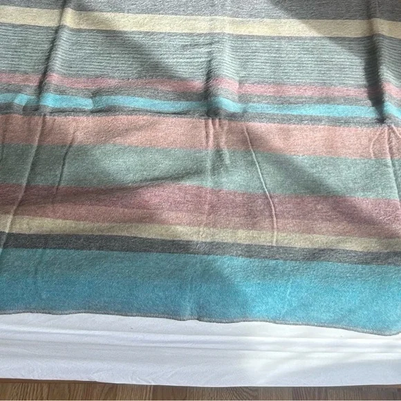 NWT Shupaca Blue Bird Striped Multicolor Throw Blanket Alpaca blend - Picture 4 of 7